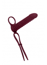 Бордовая вибронасадка для двойного проникновения Rori - 17 см. - Lola Games - купить с доставкой в Нижнем Тагиле