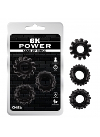 Набор из 3 черных эрекционных колец Gear Up Rings - Chisa - в Нижнем Тагиле купить с доставкой