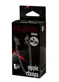 Черные зажимы на соски на цепочке BLAZE DELUXE NIPPLE CLAMPS - Dream Toys - купить с доставкой в Нижнем Тагиле