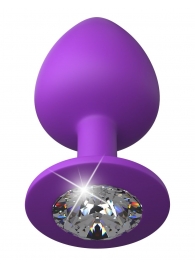 Фиолетовая анальная пробка со стразом Her Little Gem Large Plug - 9,5 см. - Pipedream - купить с доставкой в Нижнем Тагиле