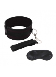 Черный ошейник с длинным поводком Collar and Leash Set - Lux Fetish - купить с доставкой в Нижнем Тагиле