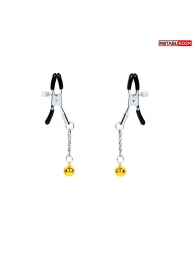 Оригинальные зажимы на соски с желтыми шариками - Notabu - купить с доставкой в Нижнем Тагиле