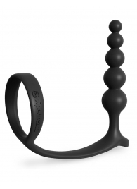 Черная анальная цепочка с эрекционным кольцом Ass-gasm Cockring Anal Beads - Pipedream - в Нижнем Тагиле купить с доставкой