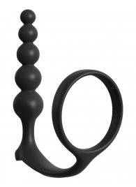 Черная анальная цепочка с эрекционным кольцом Ass-gasm Cockring Anal Beads - Pipedream - в Нижнем Тагиле купить с доставкой