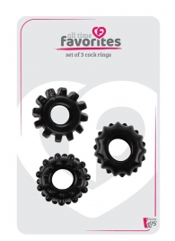 Набор из 3 черных эрекционных колец SET OF 3 COCKRINGS - Dream Toys - в Нижнем Тагиле купить с доставкой