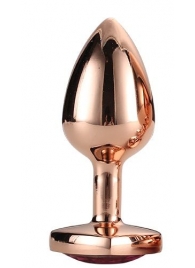 Золотистая анальная втулка с кристаллом-сердечком розового цвета - 7,1 см. - Dream Toys - купить с доставкой в Нижнем Тагиле