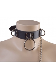 Черный кожаный ошейник Big Ring - Sitabella - купить с доставкой в Нижнем Тагиле