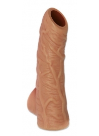 Телесная открытая насадка-реалистик с подхватом мошонки Nude Sleeve L - 14 см. - KOKOS - в Нижнем Тагиле купить с доставкой