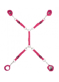 Ярко-розовый набор фиксаций на кровати Classic Bed Spreader - Lux Fetish - купить с доставкой в Нижнем Тагиле