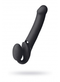 Черный безремневой вибрострапон Vibrating Bendable Strap-On L - Strap-on-me - купить с доставкой в Нижнем Тагиле