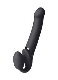 Черный безремневой вибрострапон Vibrating Bendable Strap-On L - Strap-on-me - купить с доставкой в Нижнем Тагиле