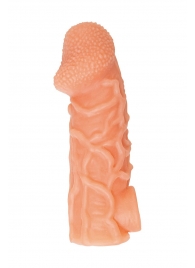 Телесная закрытая насадка с венками Cock Sleeve Size L - 17,6 см. - KOKOS - в Нижнем Тагиле купить с доставкой