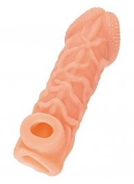 Телесная закрытая насадка с венками Cock Sleeve Size L - 17,6 см. - KOKOS - в Нижнем Тагиле купить с доставкой