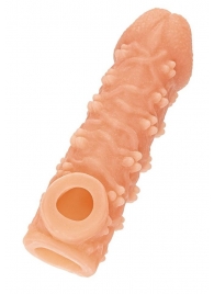 Телесная закрытая насадка с пучками шишечек Cock Sleeve Size L - 17,6 см. - KOKOS - в Нижнем Тагиле купить с доставкой