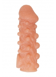 Телесная закрытая насадка с шариками Cock Sleeve Size M - 15,6 см. - KOKOS - в Нижнем Тагиле купить с доставкой