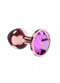 Пробка цвета розового золота с лиловым кристаллом Diamond Quartz Shine L - 8,3 см. - Lola Games - купить с доставкой в Нижнем Тагиле