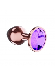 Пробка цвета розового золота с фиолетовым кристаллом Diamond Amethyst Shine L - 8,3 см. - Lola Games - купить с доставкой в Нижнем Тагиле