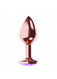 Пробка цвета розового золота с фиолетовым кристаллом Diamond Amethyst Shine L - 8,3 см. - Lola Games - купить с доставкой в Нижнем Тагиле