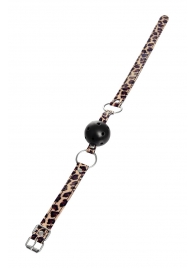 Черный кляп-шар на леопардовых ремешках Anonymo - ToyFa - купить с доставкой в Нижнем Тагиле