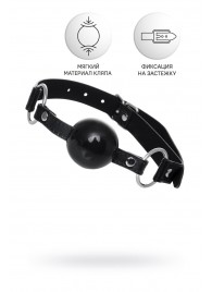 Черный кляп-шар на кожаных ремешках Anonymo - ToyFa - купить с доставкой в Нижнем Тагиле