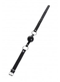 Черный кляп-шар на кожаных ремешках Anonymo - ToyFa - купить с доставкой в Нижнем Тагиле