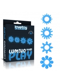 Набор из 4 голубых, светящихся в темноте эрекционных колец Lumino Play - Lovetoy - в Нижнем Тагиле купить с доставкой