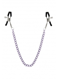 Зажимы для сосков с фиолетовой цепочкой Sweet Caress Nipple Chain - Sweet Caress - купить с доставкой в Нижнем Тагиле