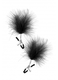 Зажимы на соски с черными пуховыми кисточками Sweet Caress Feather Nipple Clumps - Sweet Caress - купить с доставкой в Нижнем Тагиле