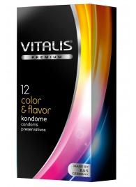 Цветные ароматизированные презервативы VITALIS PREMIUM color   flavor - 12 шт. - Vitalis - купить с доставкой в Нижнем Тагиле
