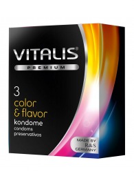 Цветные ароматизированные презервативы VITALIS PREMIUM color   flavor - 3 шт. - Vitalis - купить с доставкой в Нижнем Тагиле