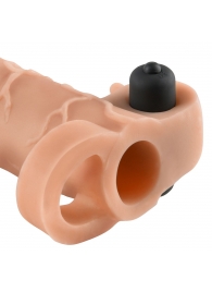 Телесная вибронасадка с кольцом Vibrating Real Feel 2 Extension - 16 см. - Pipedream - в Нижнем Тагиле купить с доставкой