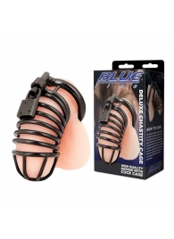 Черная металлическая клетка с замком Deluxe Chastity Cage - BlueLine - купить с доставкой в Нижнем Тагиле