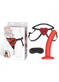 Красный поясной фаллоимитатор Red Heart Strap on Harness   5in Dildo Set - 12,25 см. - Lux Fetish - купить с доставкой в Нижнем Тагиле