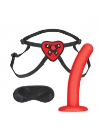 Красный поясной фаллоимитатор Red Heart Strap on Harness   5in Dildo Set - 12,25 см. - Lux Fetish - купить с доставкой в Нижнем Тагиле