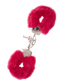 Металлические наручники с красной меховой опушкой METAL HANDCUFF WITH PLUSH RED - Dream Toys - купить с доставкой в Нижнем Тагиле