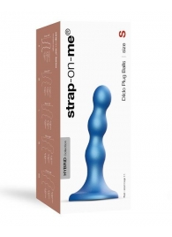 Голубая насадка Strap-On-Me Dildo Plug Balls size S - Strap-on-me - купить с доставкой в Нижнем Тагиле