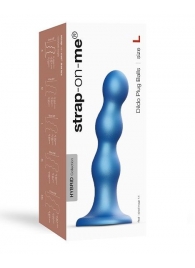 Голубая насадка Strap-On-Me Dildo Plug Balls size L - Strap-on-me - купить с доставкой в Нижнем Тагиле