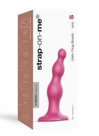 Розовая насадка Strap-On-Me Dildo Plug Beads size S - Strap-on-me - купить с доставкой в Нижнем Тагиле