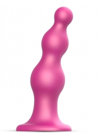 Розовая насадка Strap-On-Me Dildo Plug Beads size S - Strap-on-me - купить с доставкой в Нижнем Тагиле