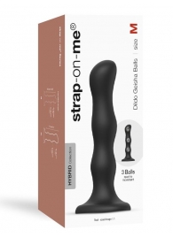 Черная насадка Strap-On-Me Dildo Geisha Balls size M - Strap-on-me - купить с доставкой в Нижнем Тагиле