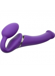 Фиолетовый безремневой вибрострапон Silicone Bendable Strap-On - size M - Strap-on-me - купить с доставкой в Нижнем Тагиле