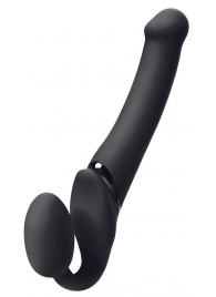 Черный безремневой вибрострапон Silicone Bendable Strap-On - size XL - Strap-on-me - купить с доставкой в Нижнем Тагиле