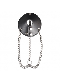 Утяжка для мошонки из искусственной кожи с цепочками PARACHUTE BALL STRETCHER - BlueLine - купить с доставкой в Нижнем Тагиле
