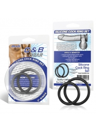 Набор из двух черных силиконовых колец разного диаметра SILICONE COCK RING SET - BlueLine - в Нижнем Тагиле купить с доставкой