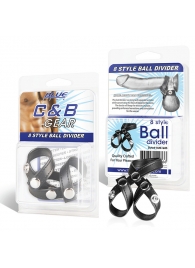 Разделитель мошонки из искусственной кожи на клепках 8 STYLE BALL DIVIDER - BlueLine - купить с доставкой в Нижнем Тагиле