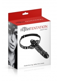 Черный кляп-фаллоимитатор Double Penis Gag - Fetish Tentation - купить с доставкой в Нижнем Тагиле