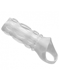 Насадка на пенис с кольцом для мошонки Clear Sensations Enhancer Sex Sleeve - 11,5 см. - XR Brands - в Нижнем Тагиле купить с доставкой