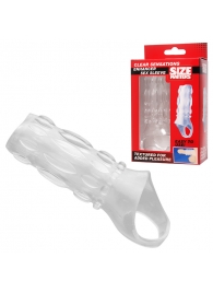 Насадка на пенис с кольцом для мошонки Clear Sensations Enhancer Sex Sleeve - 11,5 см. - XR Brands - в Нижнем Тагиле купить с доставкой