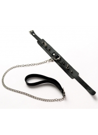 Черный ошейник с шипами и поводком - Crazy Handmade - купить с доставкой в Нижнем Тагиле