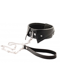 Черный ошейник-воротничок с металлическим поводком - Crazy Handmade - купить с доставкой в Нижнем Тагиле